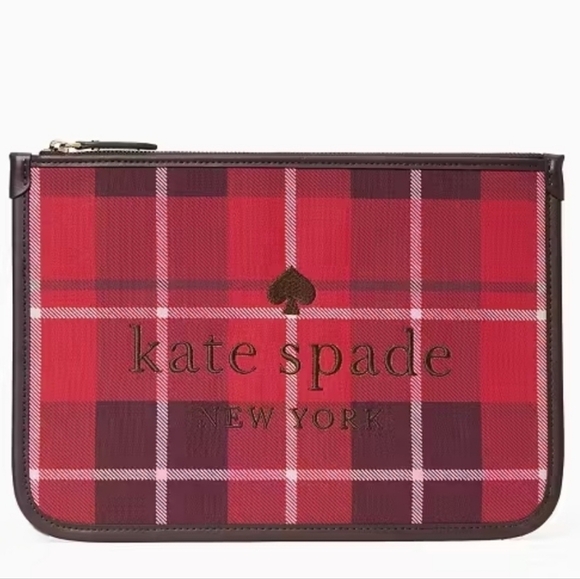 kate spade Handbags - Kate Spade Large Zip Pouch Ella Classic Plaid